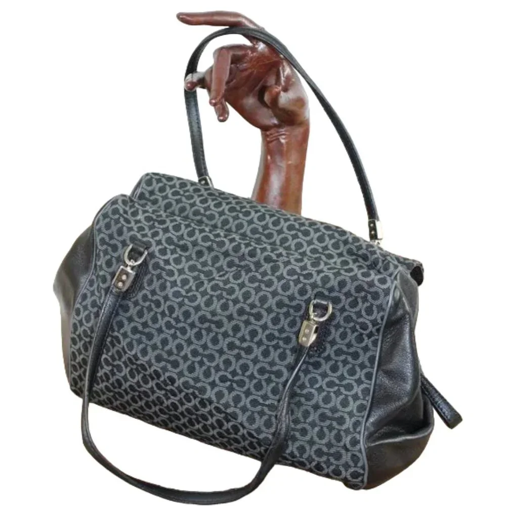 COACH Madison Madeline Black W/Gray Signature Small “C” Canvas East West… - Picture 4 of 13